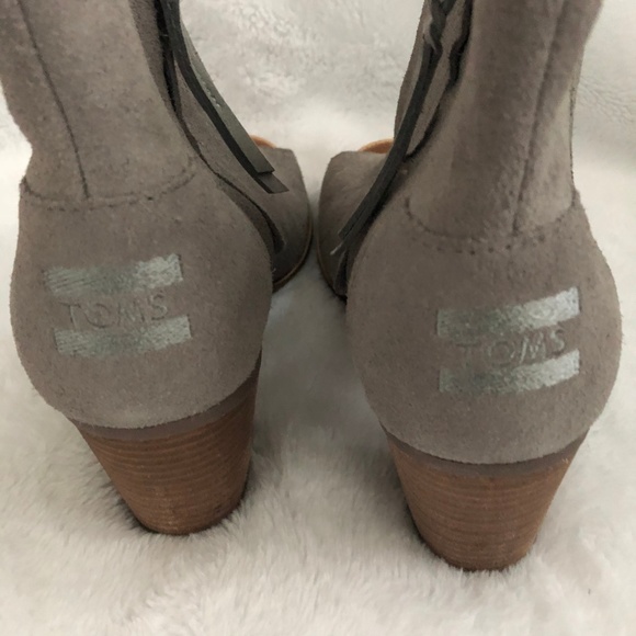 NWT Toms Majorca Peep Toe Suede Booties Boots 9.5M - Picture 4 of 6